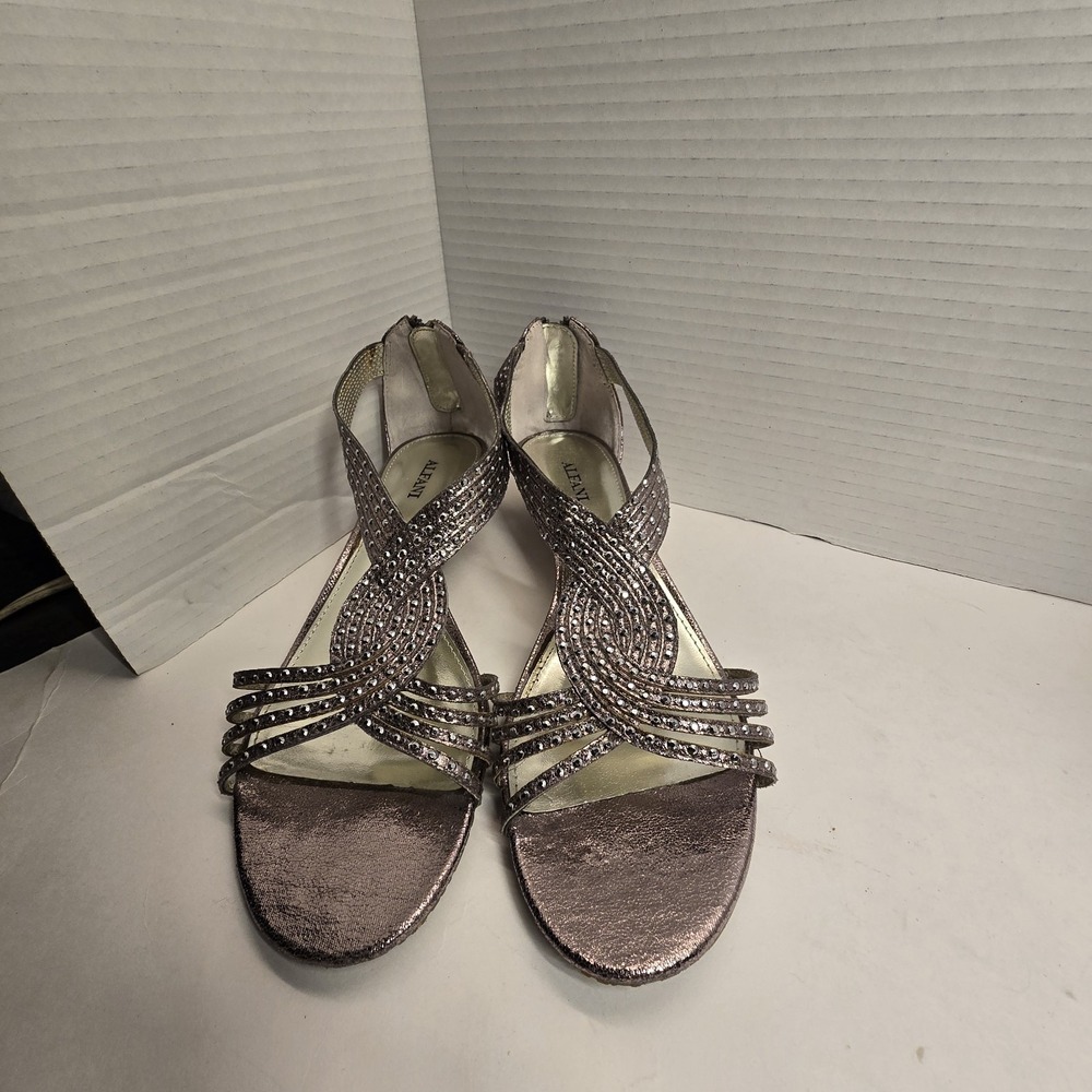 Alfani Strap Rhinestone Sandals Lead Pewter‎ Women's Size